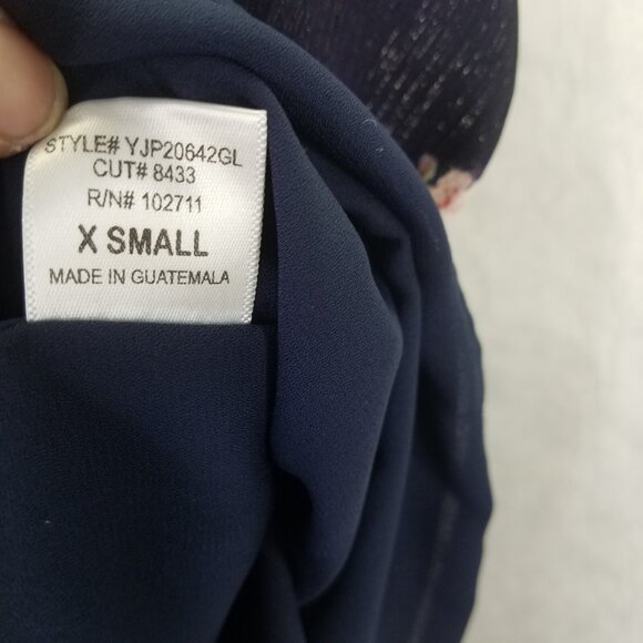 GIBSON LOOK Blouse Women XS One Shoulder Tie Waist Black Floral Side Zip Top NEW - Picture 12 of 16